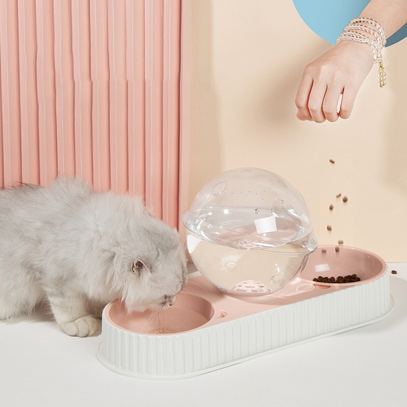 Automatic Pet Food And Water Feeder With Drinking Bowl